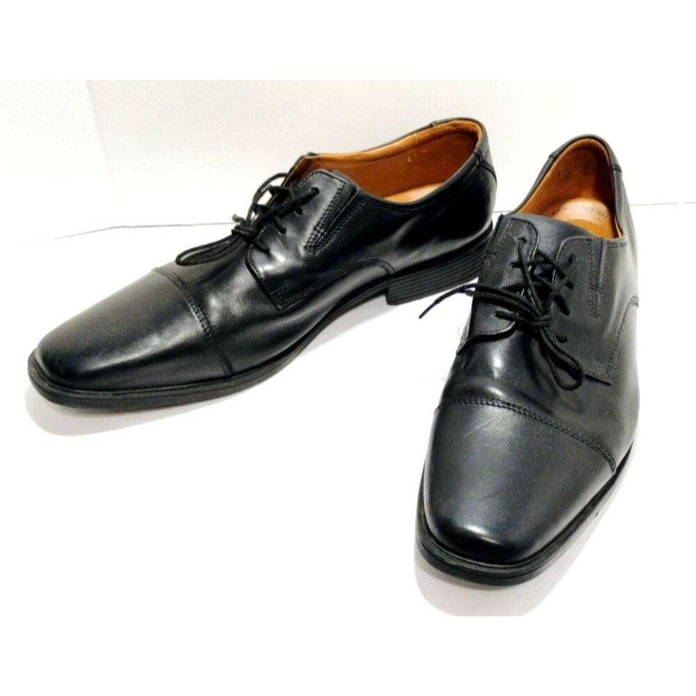Clarks Ultimate Comfort Mens Dress Shoes Black Faux Leather Lace Up Size 13W
